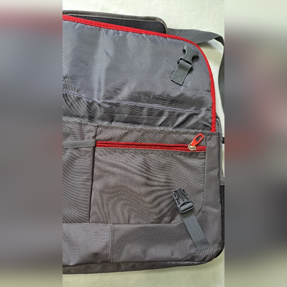 Samsonite Modern Laptop Computer Bag Shouldecross Charcoal Heather - Picture 11 of 15